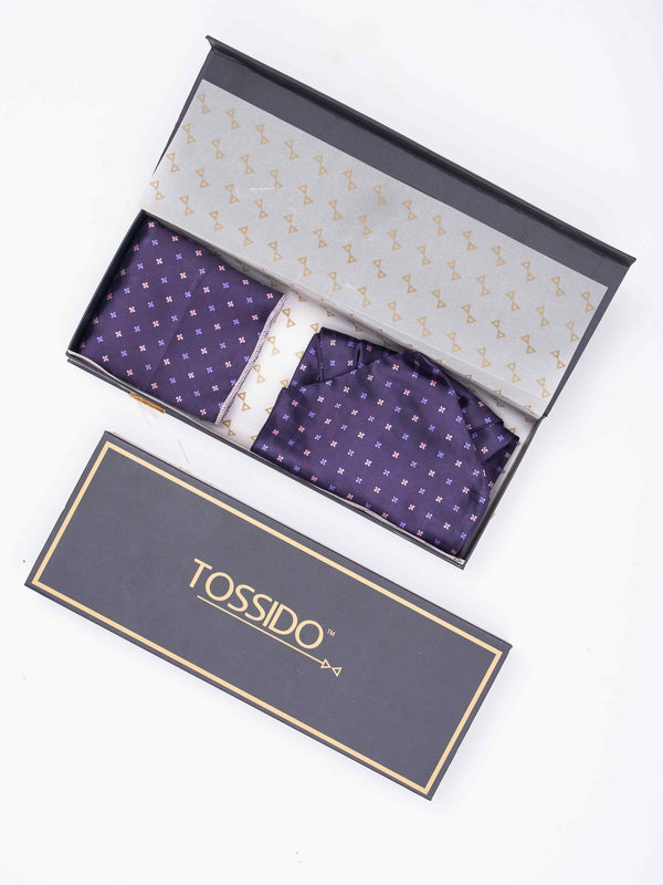 Purple Floral Woven Ascot & Pocket Square