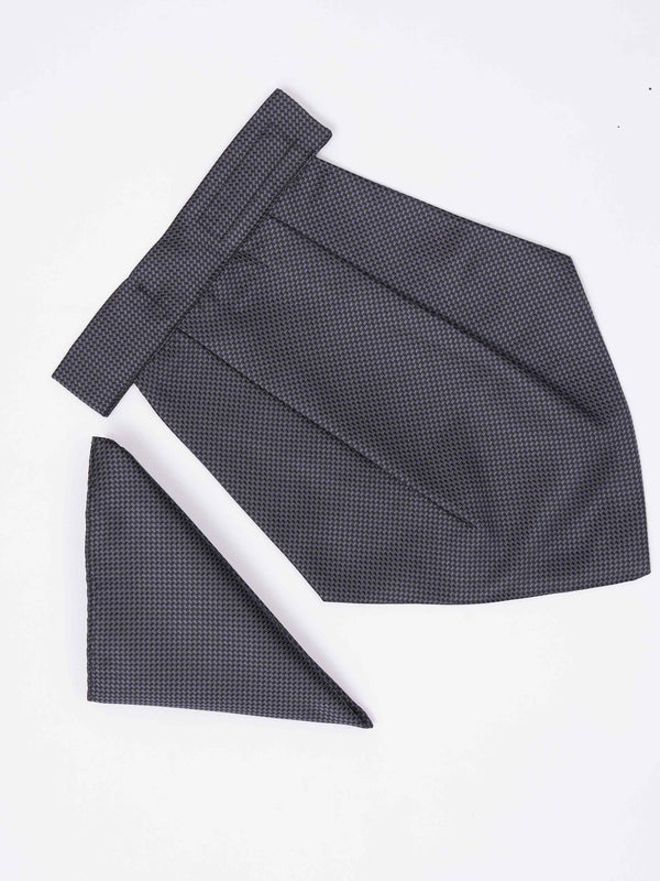 Grey Geometric Woven Cravat & Pocket Square Set