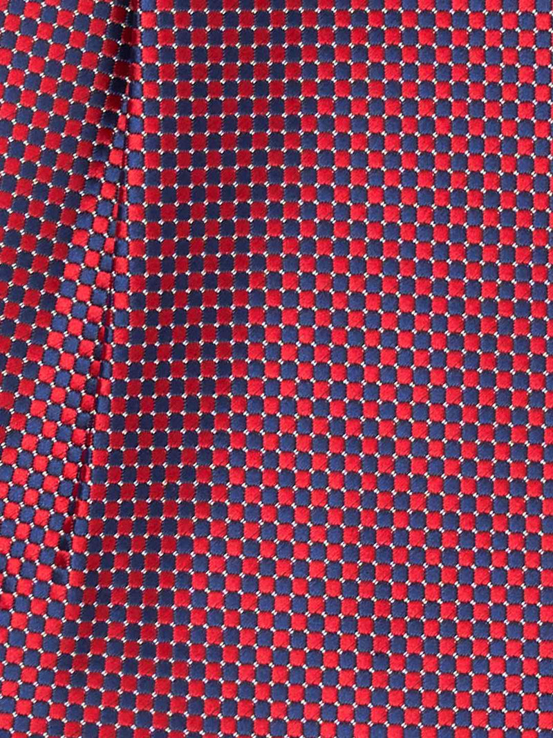 Red & Blue Geometric Woven Cravat & Pocket Square Set