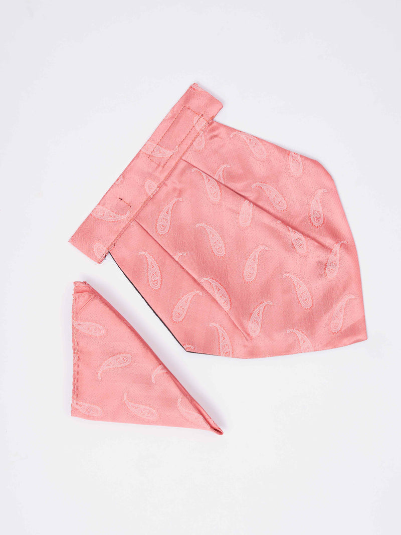 Peach Paisley Woven Cravat & Pocket Square Set