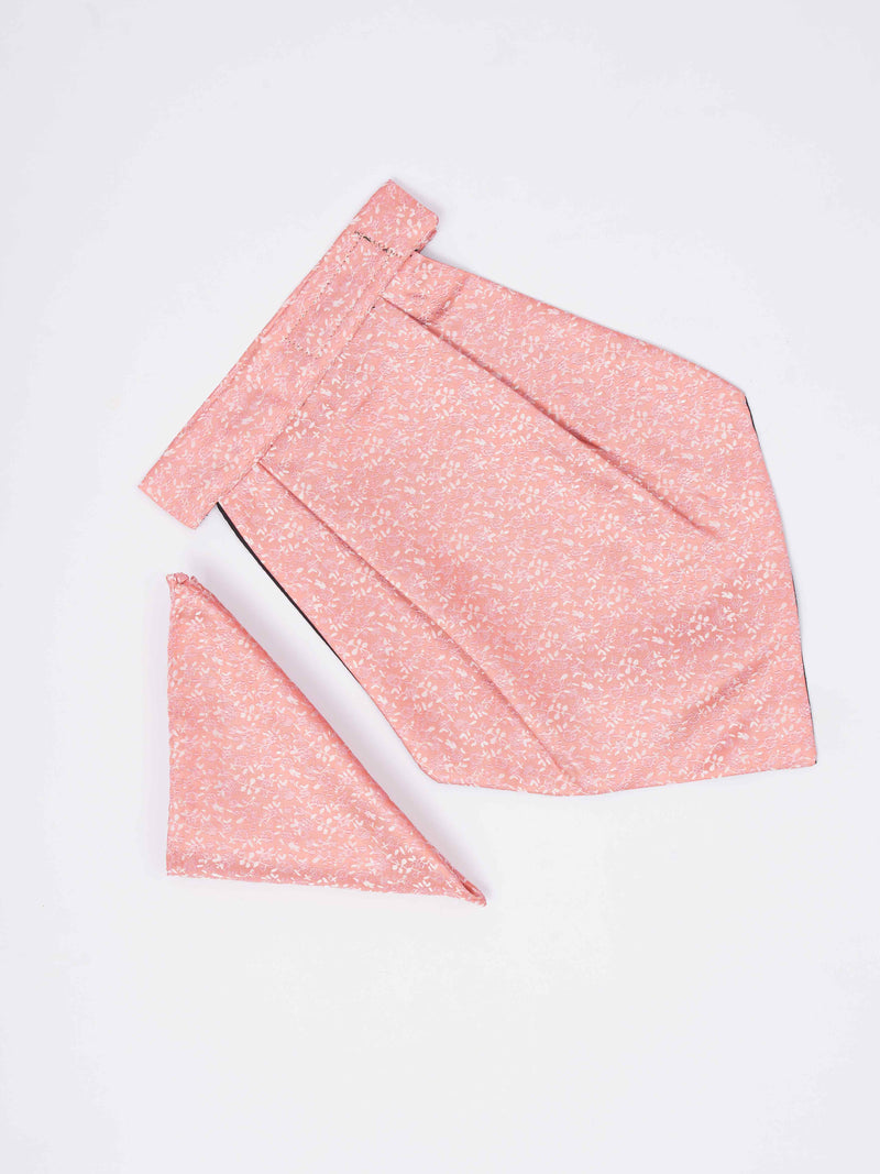 Peach Abstract Woven Cravat & Pocket Square Set