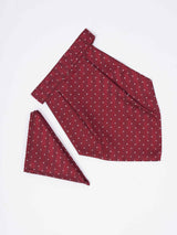 Maroon Geometric Woven Cravat & Pocket Square Set