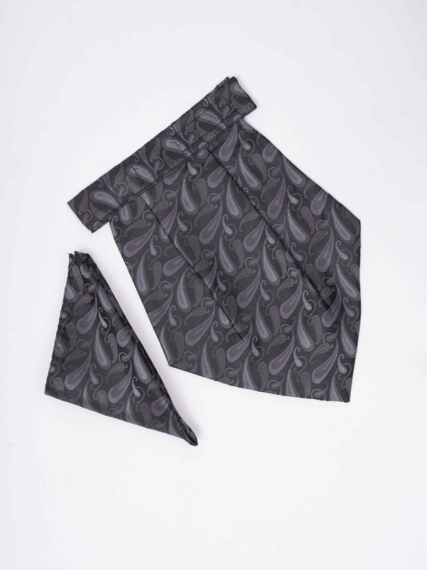 Black Paisley Woven Cravat & Pocket Square Set