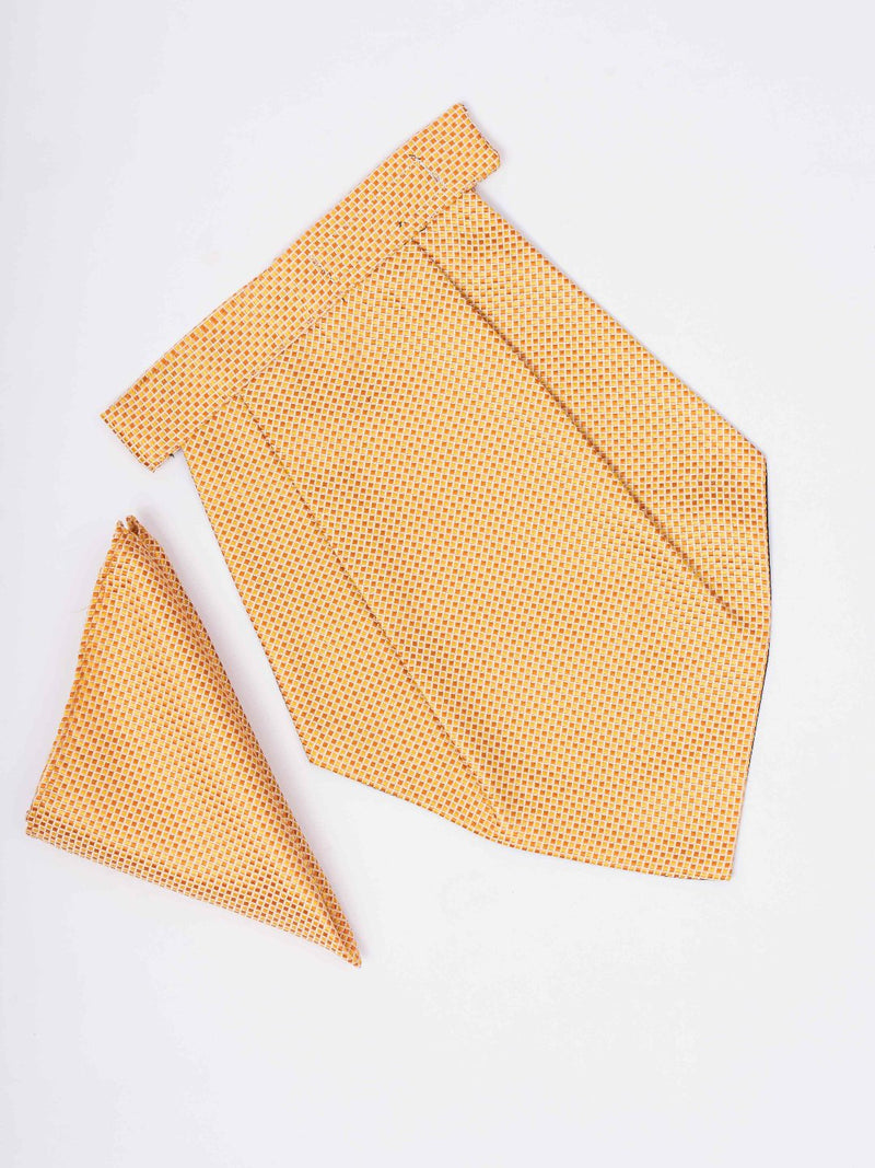 Yellow Geometric Woven Cravat & Pocket Square Set