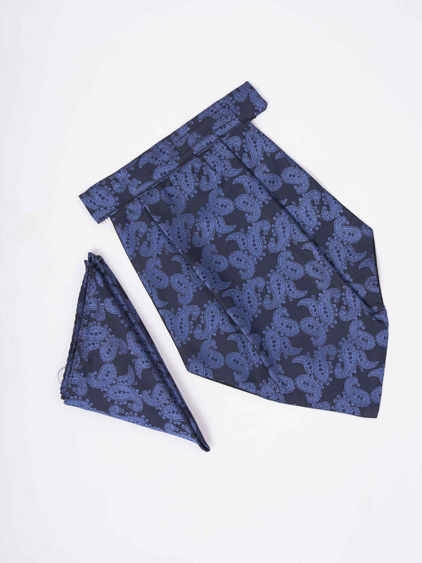 Blue Paisley Woven Cravat & Pocket Square Set