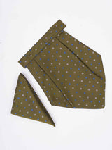 Green Geometric Woven Cravat & Pocket Square Set