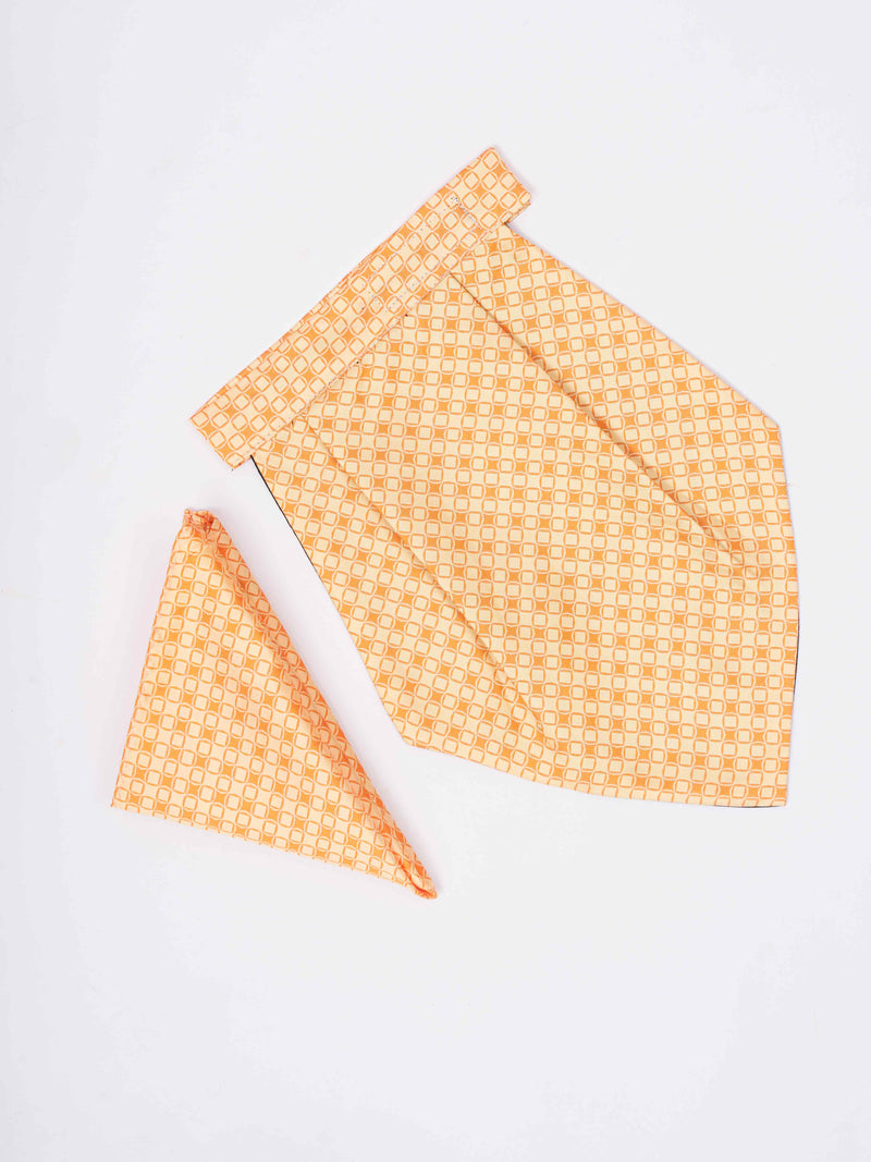 Yellow Geometric Woven Cravat & Pocket Square Set