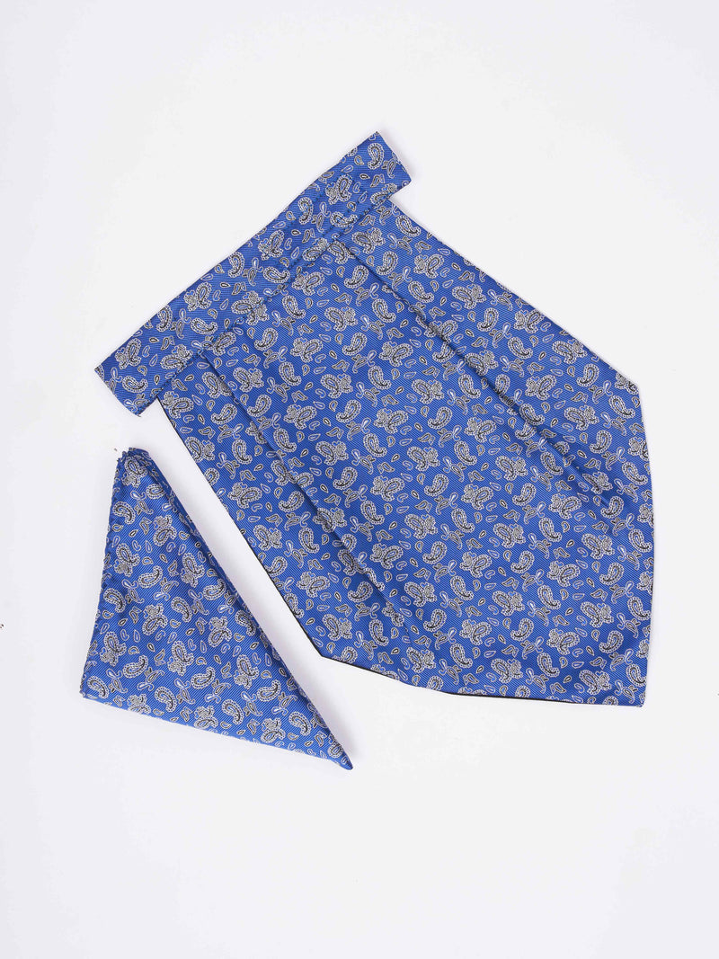 Blue Paisley Woven Cravat & Pocket Square Set