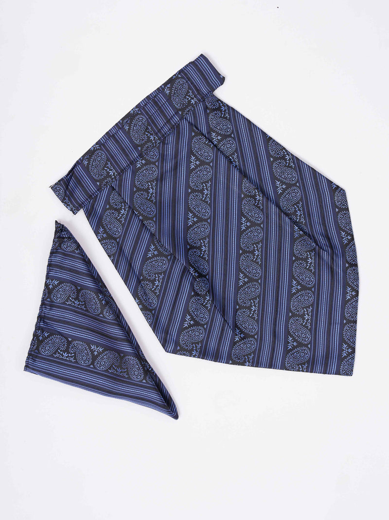 Blue Paisley Woven Cravat & Pocket Square Set