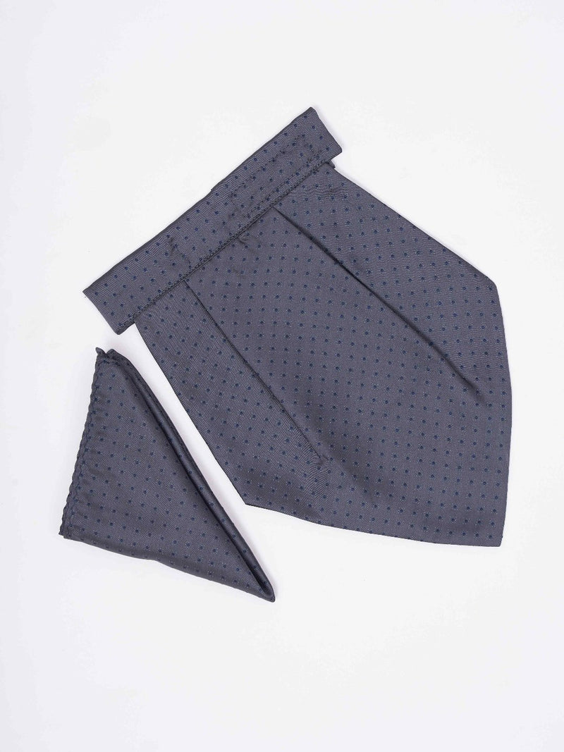 Grey Polka Woven Cravat & Pocket Square Set