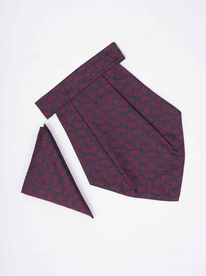 Red Paisley Woven Cravat & Pocket Square Set