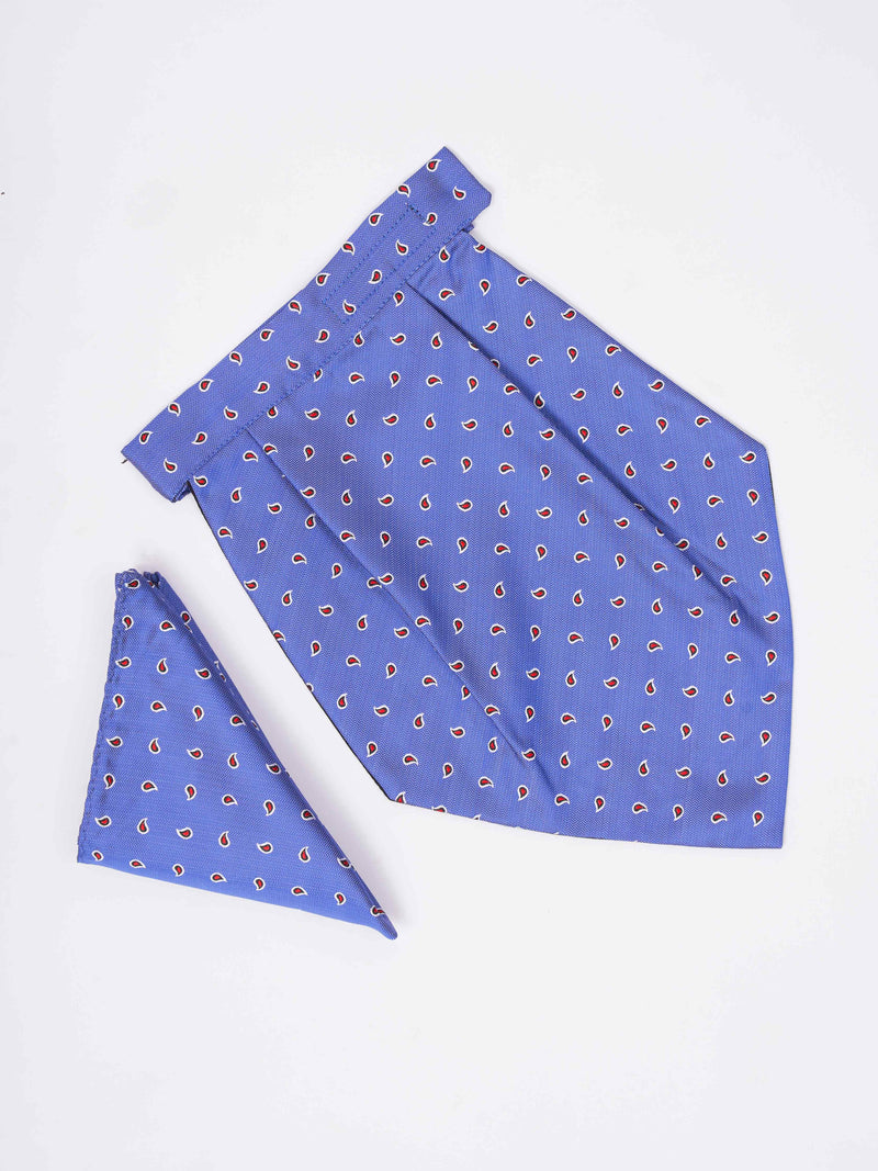 Blue Paisley Woven Cravat & Pocket Square Set