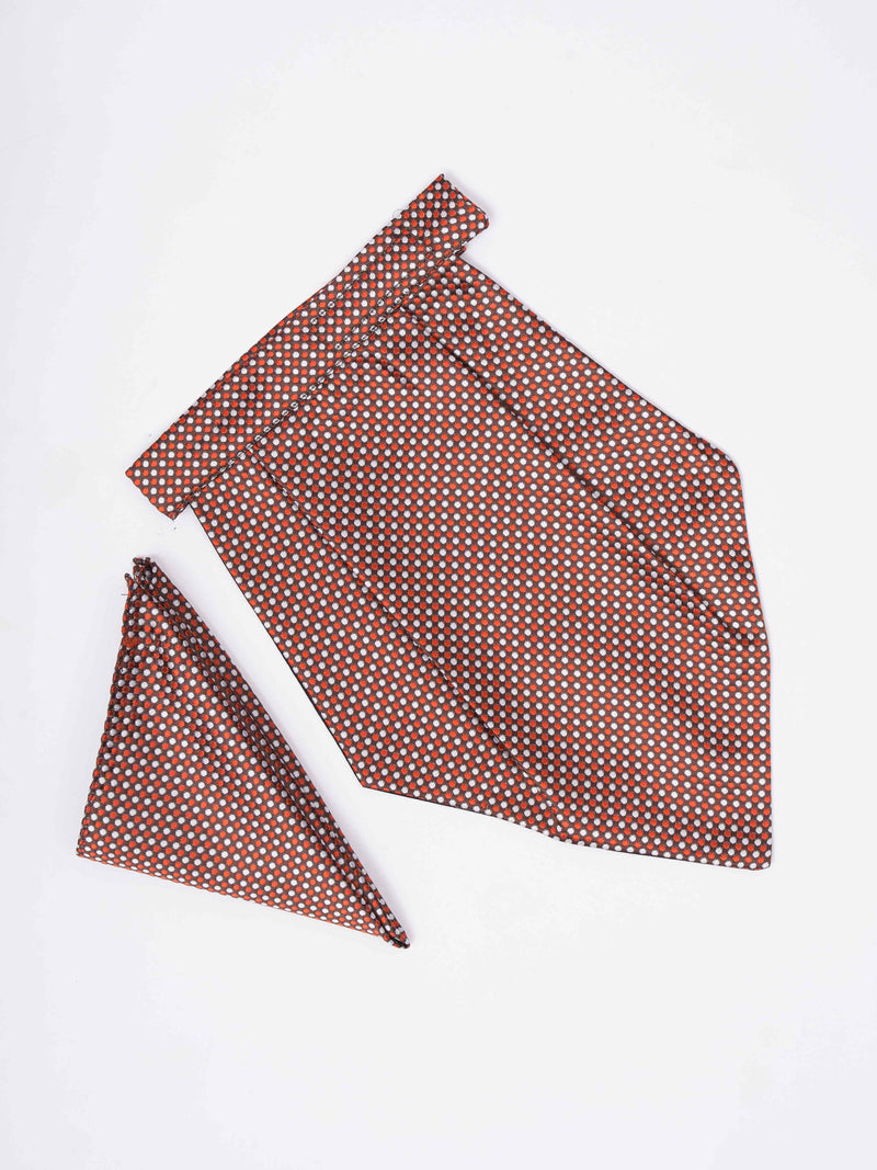 Orange Polka Woven Cravat & Pocket Square Set