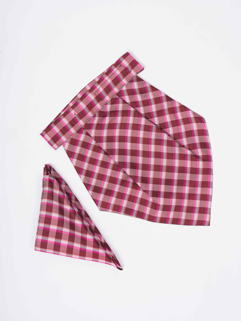 Multicolor Check Woven Cravat & Pocket Square Set