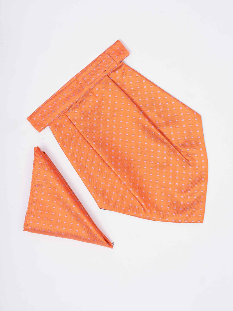 Brown Geometric Woven Cravat & Pocket Square Set