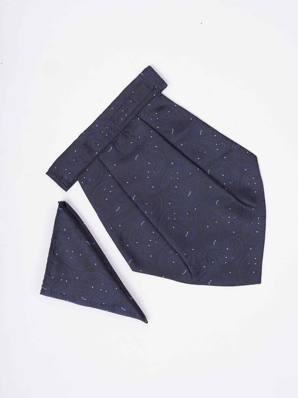 Blue Paisley Woven Cravat & Pocket Square Set