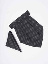 Black Geometric Woven Cravat & Pocket Square Set