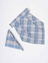 Blue Check Woven Cravat & Pocket Square Set