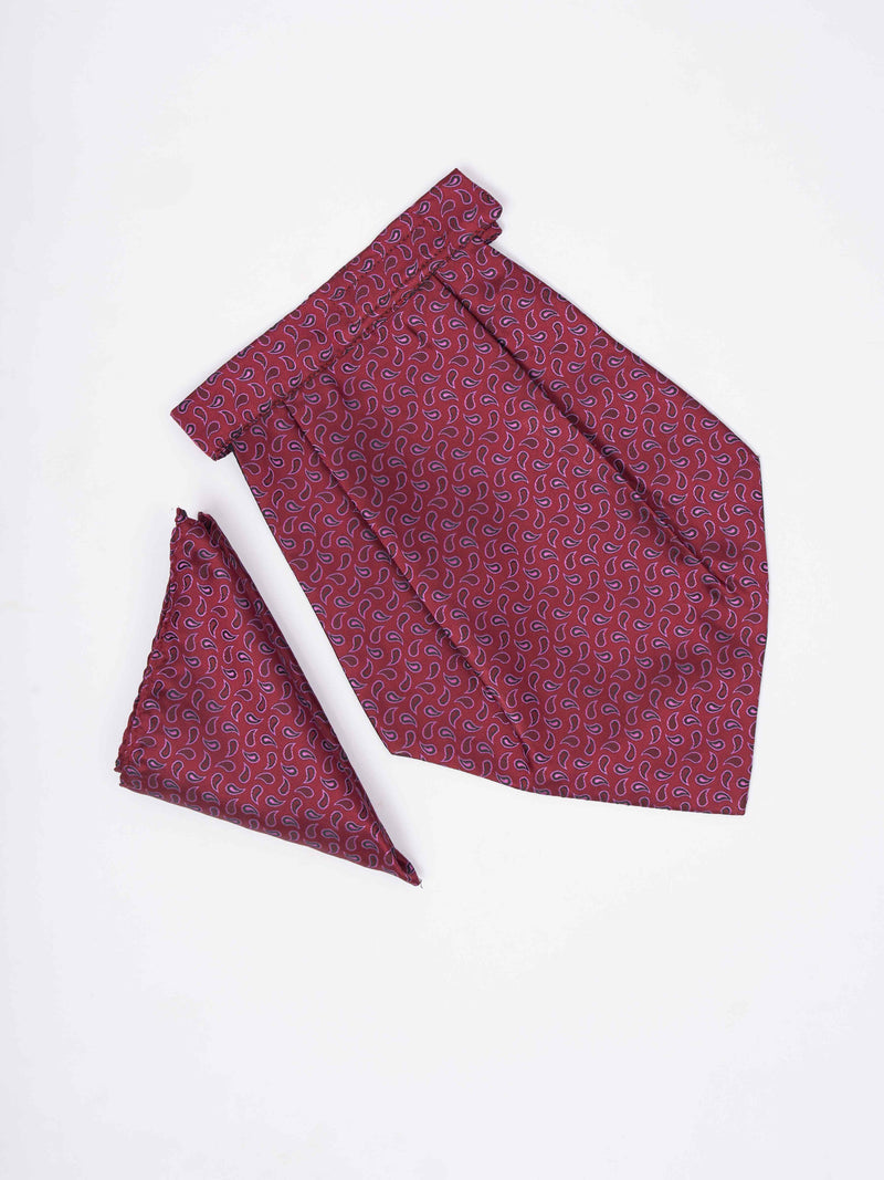 Maroon Paisley Woven Cravat & Pocket Square Set