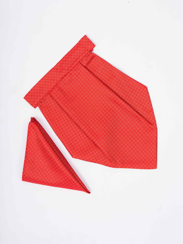 Orange Geometric Woven Cravat & Pocket Square Set