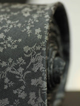 Grey Floral Woven Silk Necktie