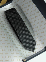 Black Geometric Woven Silk Necktie