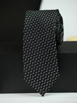 Black Geometric Woven Silk Necktie