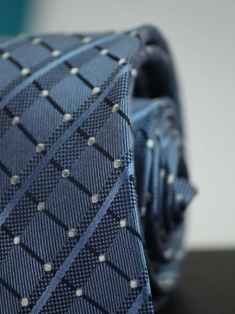 Blue Stripe Woven Silk Necktie