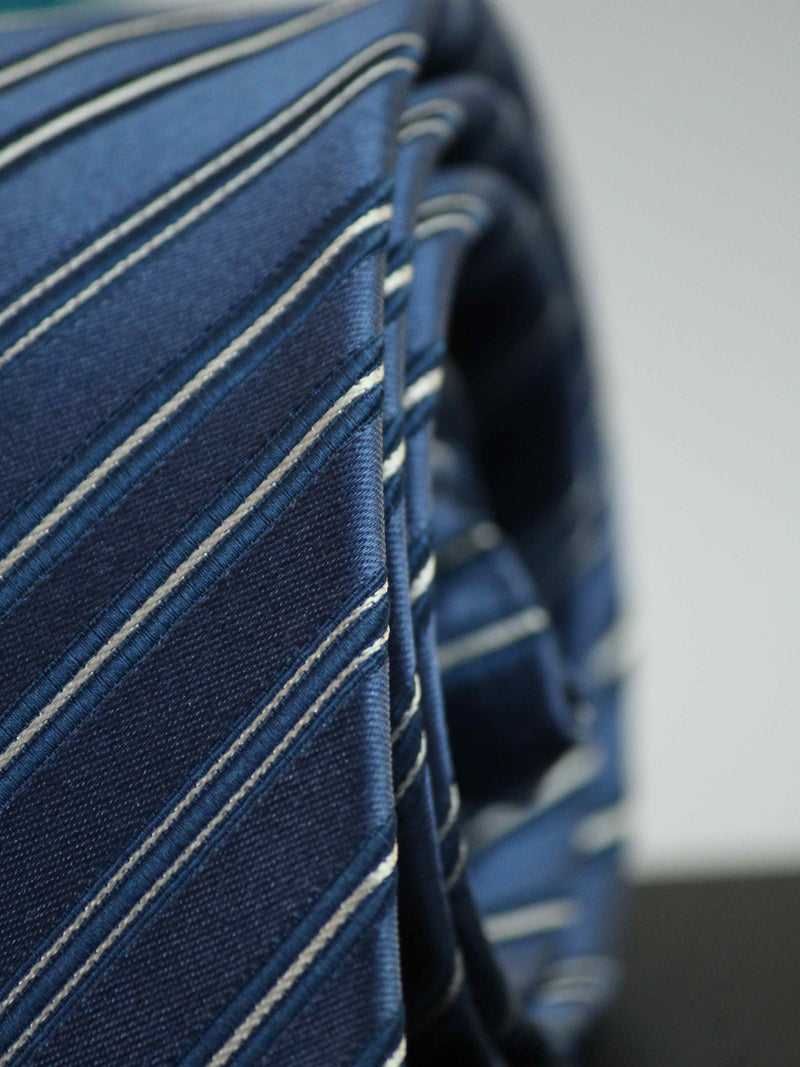 Blue Stripe Woven Silk Necktie