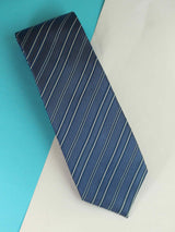 Blue Stripe Woven Silk Necktie