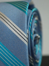 Blue Stripe Woven Silk Necktie