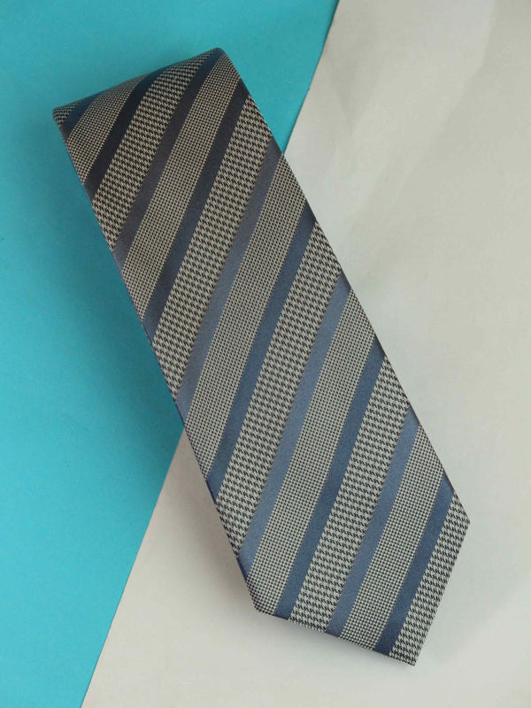 Grey Stripe Woven Silk Necktie