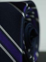 Black & Purple Stripe Woven Silk Necktie