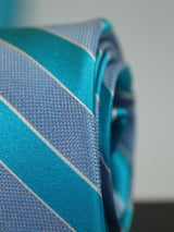 Blue Stripe Woven Silk Necktie