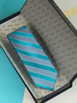 Blue Stripe Woven Silk Necktie