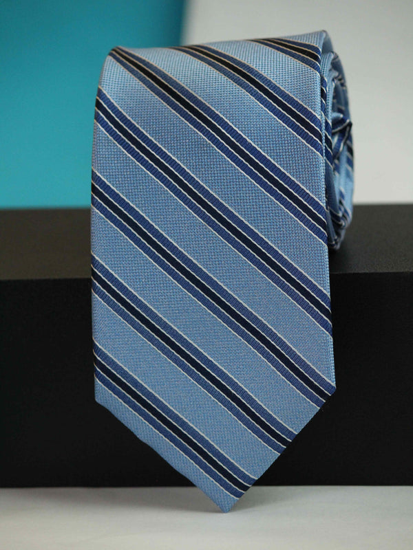 Blue Stripe Woven Silk Necktie