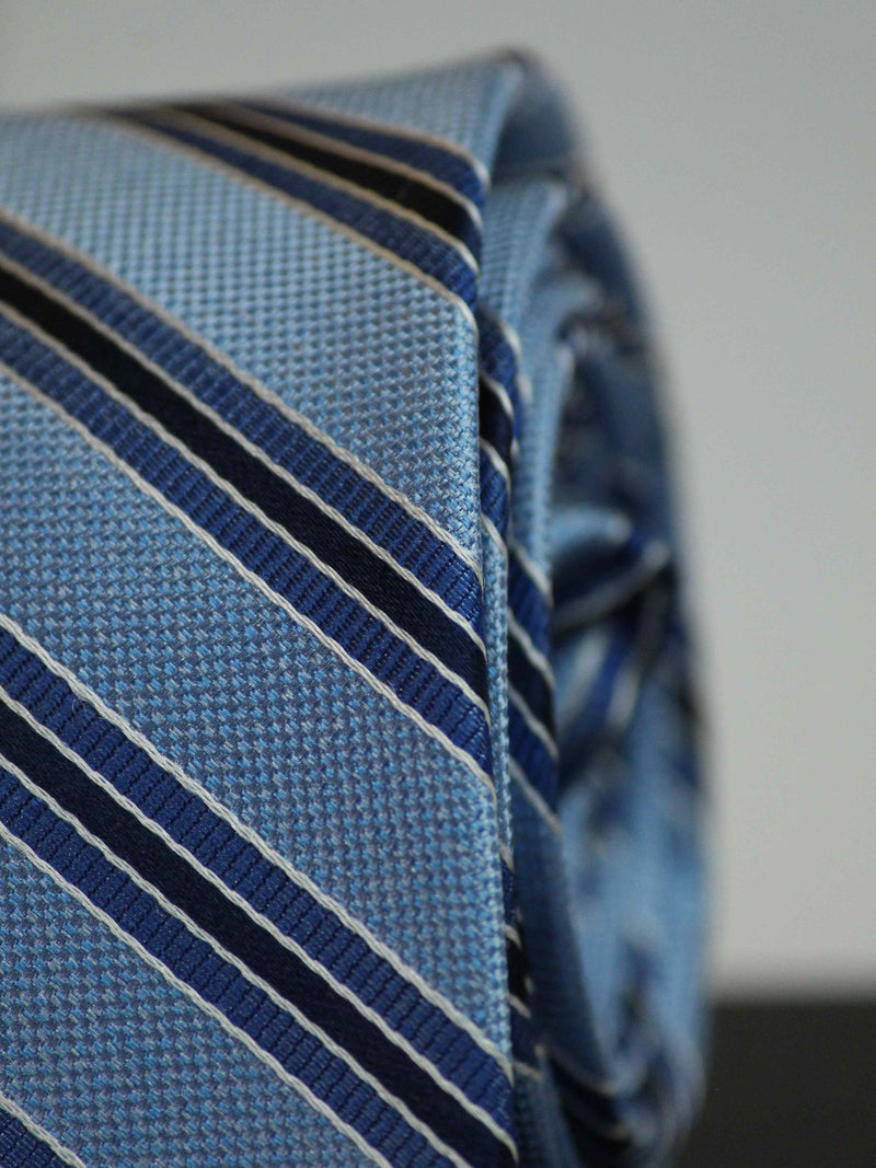 Blue Stripe Woven Silk Necktie