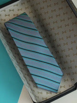 Blue Stripe Woven Silk Necktie