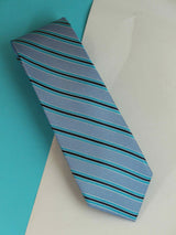 Blue Stripe Woven Silk Necktie