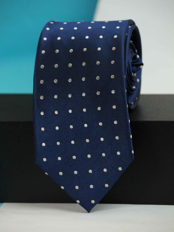 Blue Polka Woven Silk Necktie