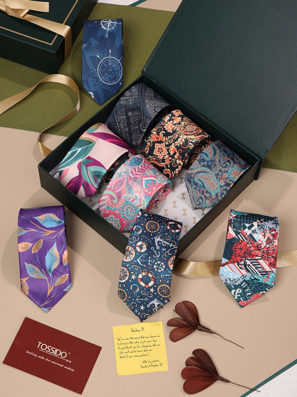 9 - Piece Printed Tie Set - TOSSIDO