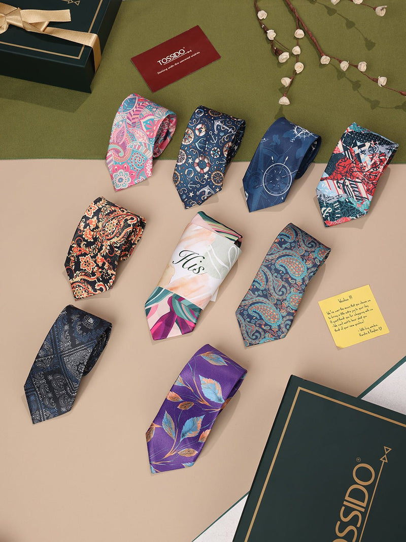 9 - Piece Printed Tie Set - TOSSIDO