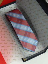 Blue & Red Check Woven Silk Necktie