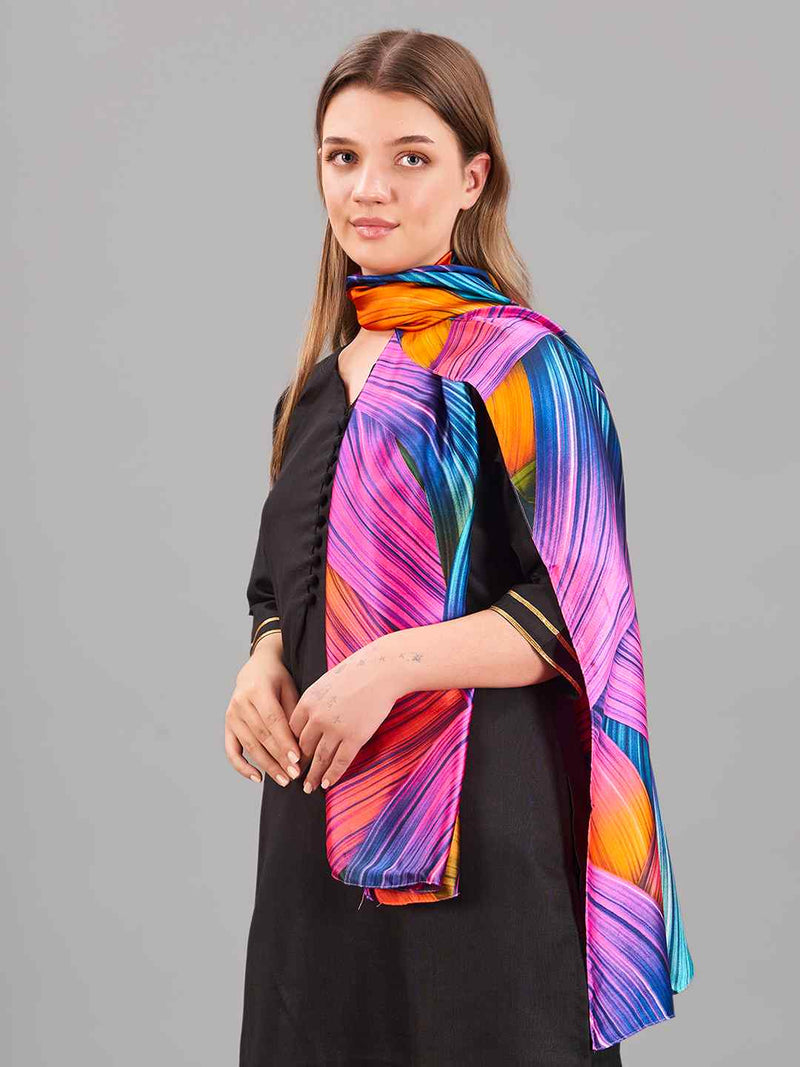 Pink & Blue Abstract Printed Stole