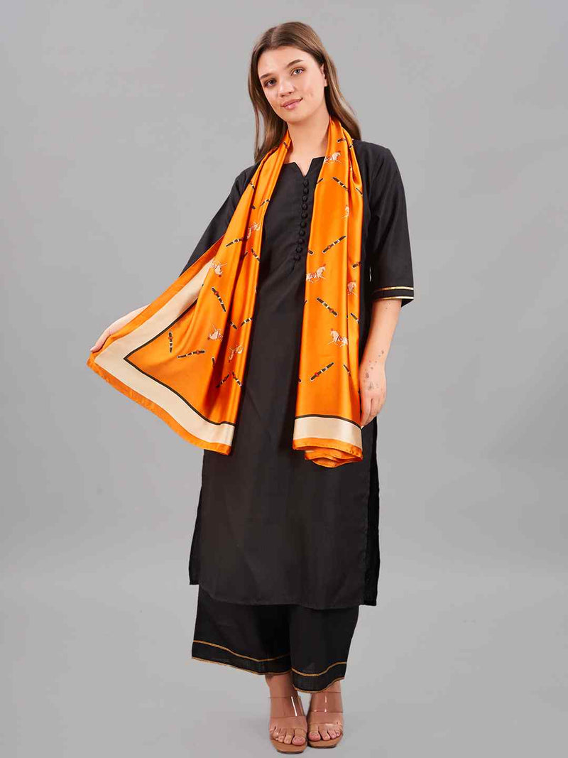 Orange Horse & Belt Printed Stole