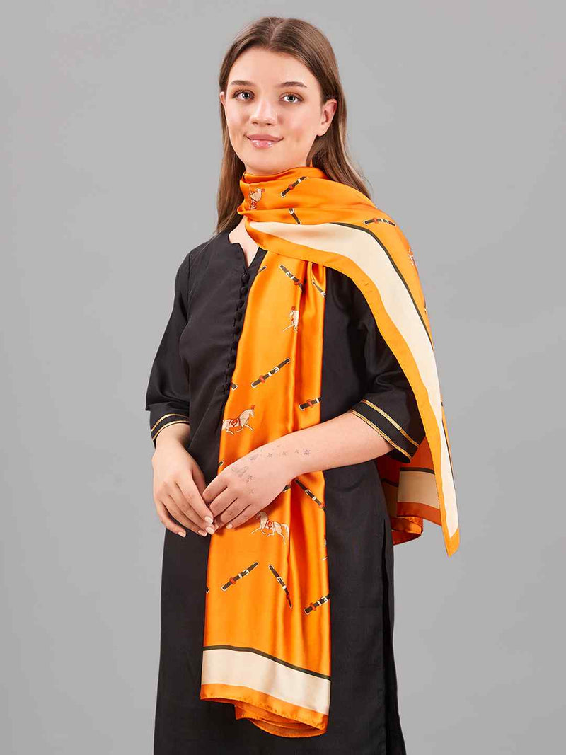 Orange Horse & Belt Printed Stole