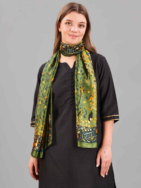 Green Floral Printed Stole