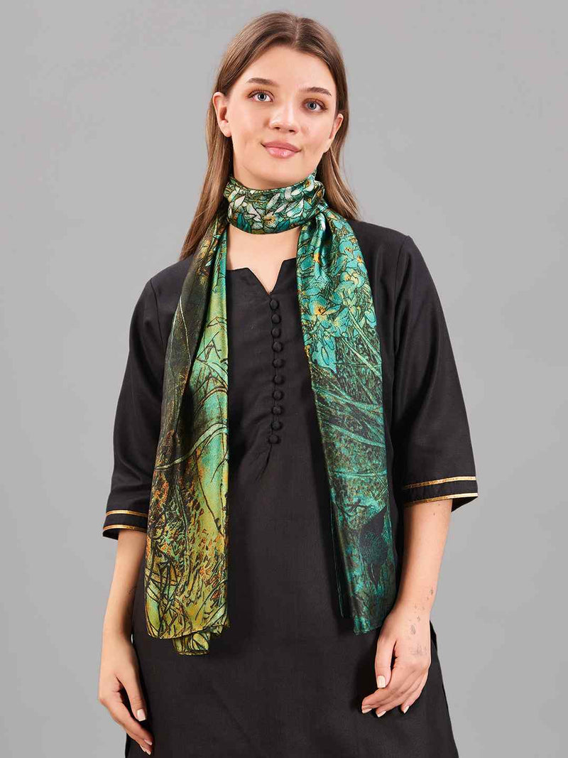 Green Floral Printed Stole