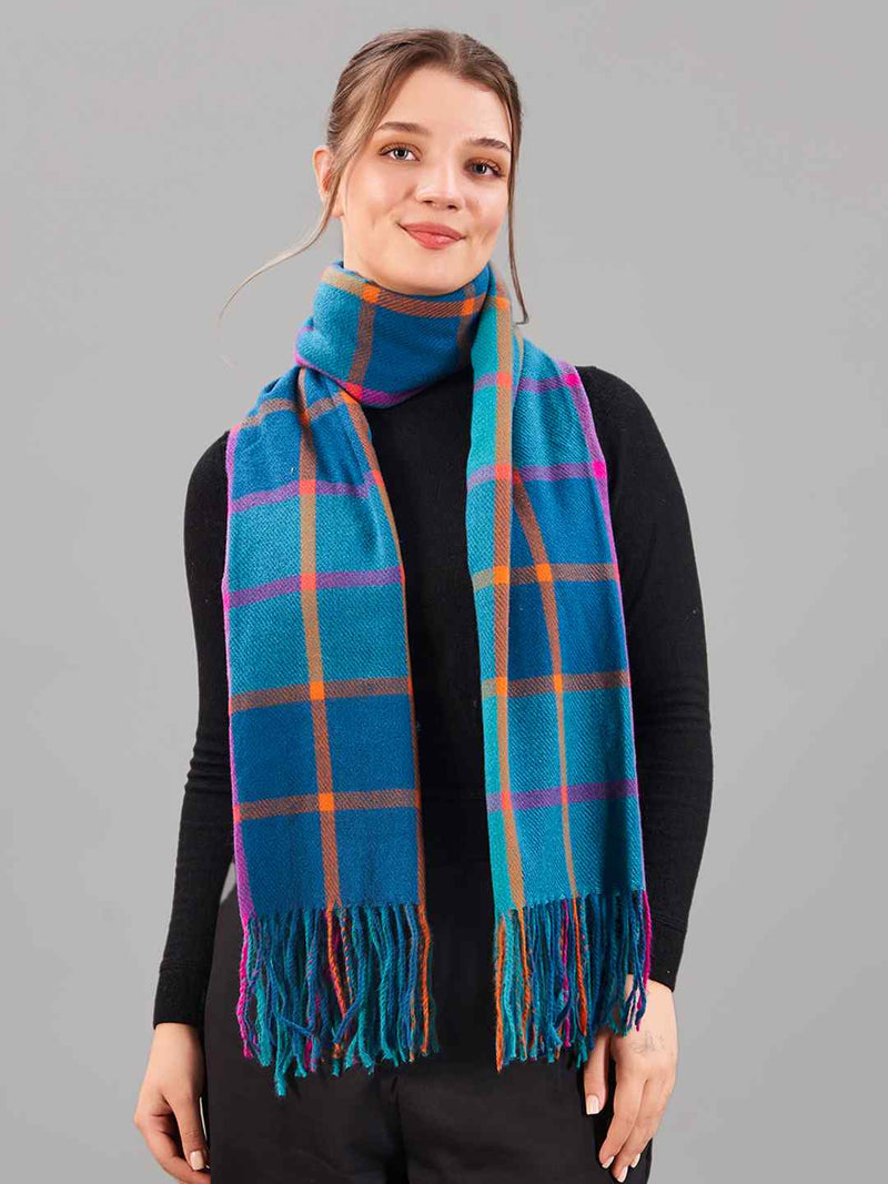 Blue Check Woolen Muffler