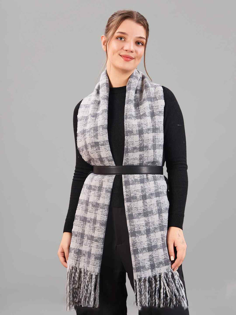 Grey Check Woolen Muffler